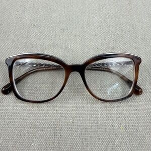Chanel 3351-Q Brown Leather Chain Link Eyeglass Frames 51-17-140 Italy